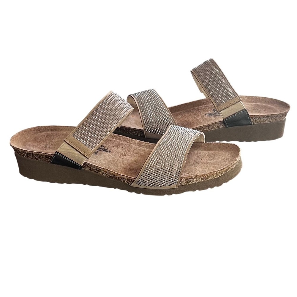 Naot Bianca Champagne Rhinestone Slide Sandals AK125‎ Womens 41 US 10